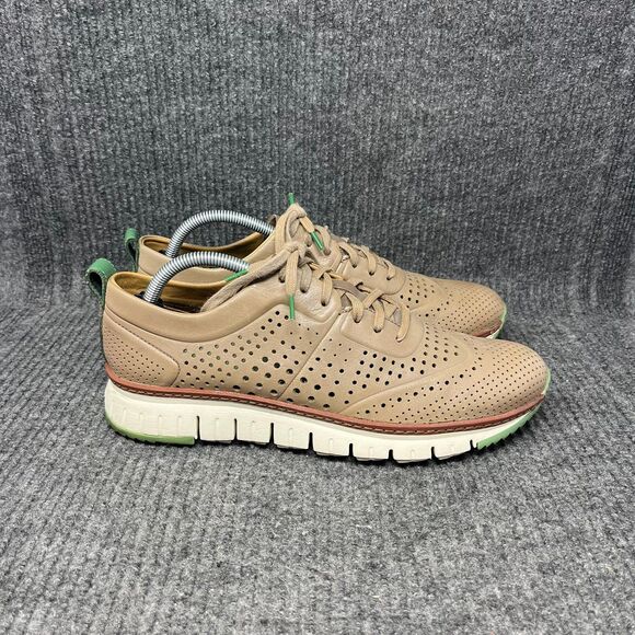 Cole Haan Zerogrand Perforated Sneaker Shoes Woodbury Brown Leather Mens 9.5 M - Picture 1 of 8